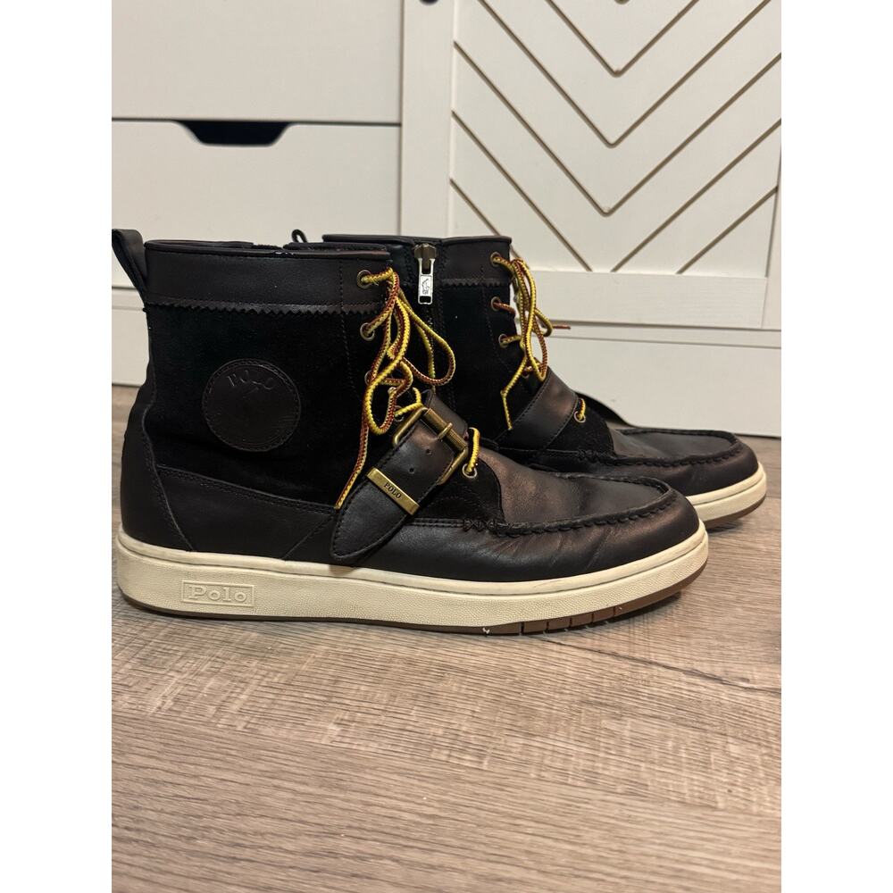 Polo Ralph Lauren Ranger Sneaker Boots 11 Black Leather And Suede